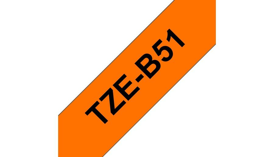 Cinta Brother TZ-EB51 Negro sobre Flueorescente Naranja, 24mm x 5m