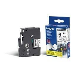 Cinta Brother TZe-S211 Negro sobre Blanco Extra Adhesiva, 6mm x 8m, para PTD600