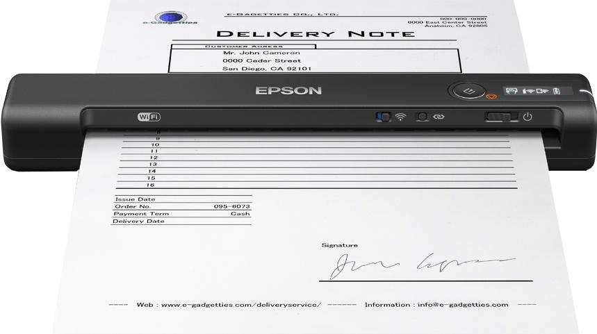 Scanner Epson WorkForce ES-60W, 600 x 600DPI, Escáner Color, USB, Negro