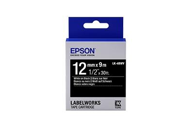 Cinta Epson LabelWorks Standard LK Blanco sobre Negro, 12mm x 9m