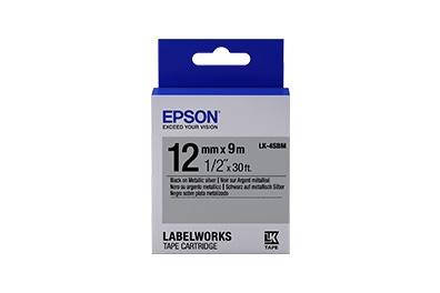 Cinta Epson LabelWorks LK-4SBM Negro sobre Metálico, 12mm x 9m