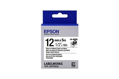 Cinta Epson LabelWorks LK-4WBQ Negro sobre Blanco, 12mm x 5m