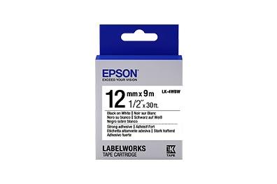 Cinta Epson LK-4WBW Negro sobre Blanco, 12mm x 9m