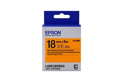 Cinta Epson LabelWorks Fluorescent LK, Negro sobre Naranja, 9 Metros