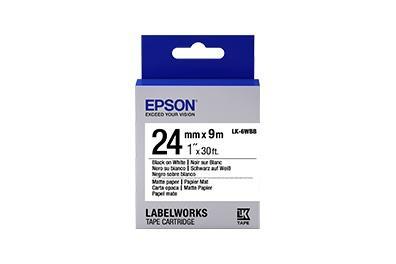 Cinta Epson LabelWorks Matte LK-6WBB Negro sobre Blanco, 2.4cm x 9m