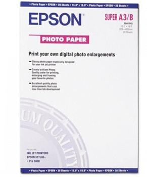 Epson Papel Fotográfico Glossy, 20 Hojas de A3+