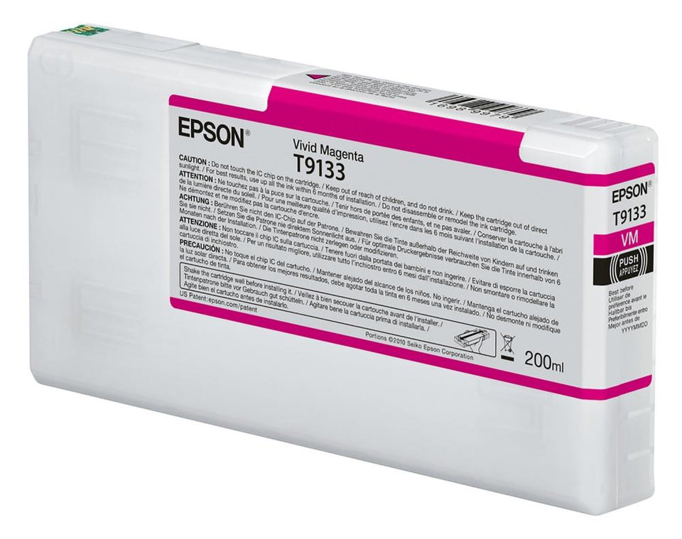 Cartucho Epson UltraChrome HD T913 Magenta Vivo, 200ml