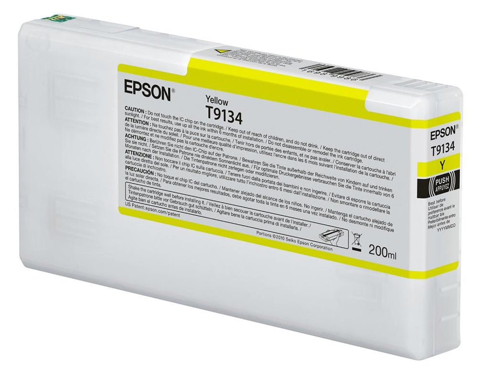 Cartucho Epson UltraChrome HD T913 Amarillo, 200ml