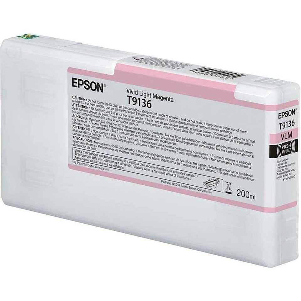 Cartucho Epson UltraChrome HD T913 Magenta Claro Vivo, 200ml