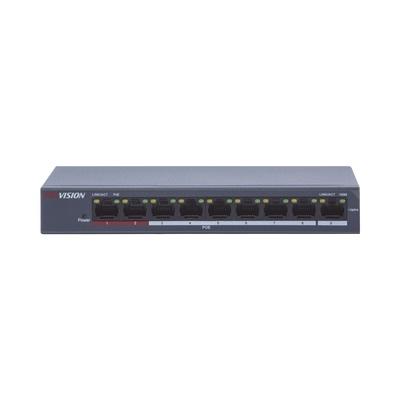 Switch Hikvision Fast Ethernet DS-3E0109P-E/M(B), 8 Puertos PoE - No Administrable