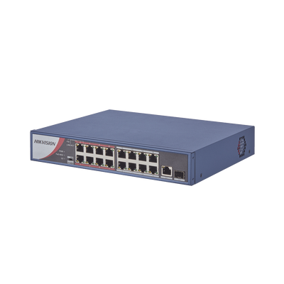 Switch Hikvision Fast Ethernet DS-3E0318P-E(B), 16 Puertos 10/100Mbps + 1x SFP, 7.2Gbit/s, 4.000 Entradas - No Administrable