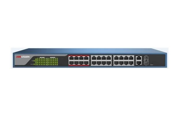Switch Hikvision Fast Ethernet DS-3E1326P-E, 24 Puertos 10/100 + 2 Puertos SFP, 8.8 Gbit/s, 4096 Entradas - Gestionado