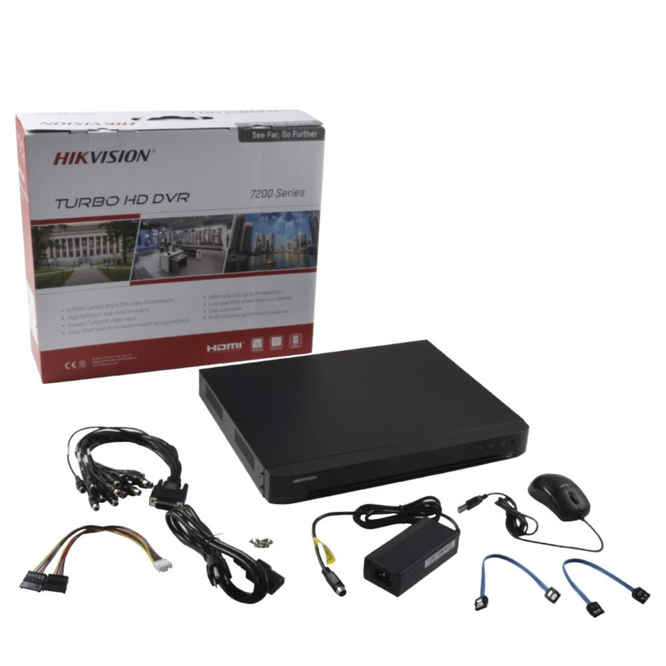 Hikvision DVR Turbo HD de 16 Canales + 8 Canales IP DS-7216HQHI-K1/A para 1 Disco Duro, máx. 10TB, 1x USB 2.0