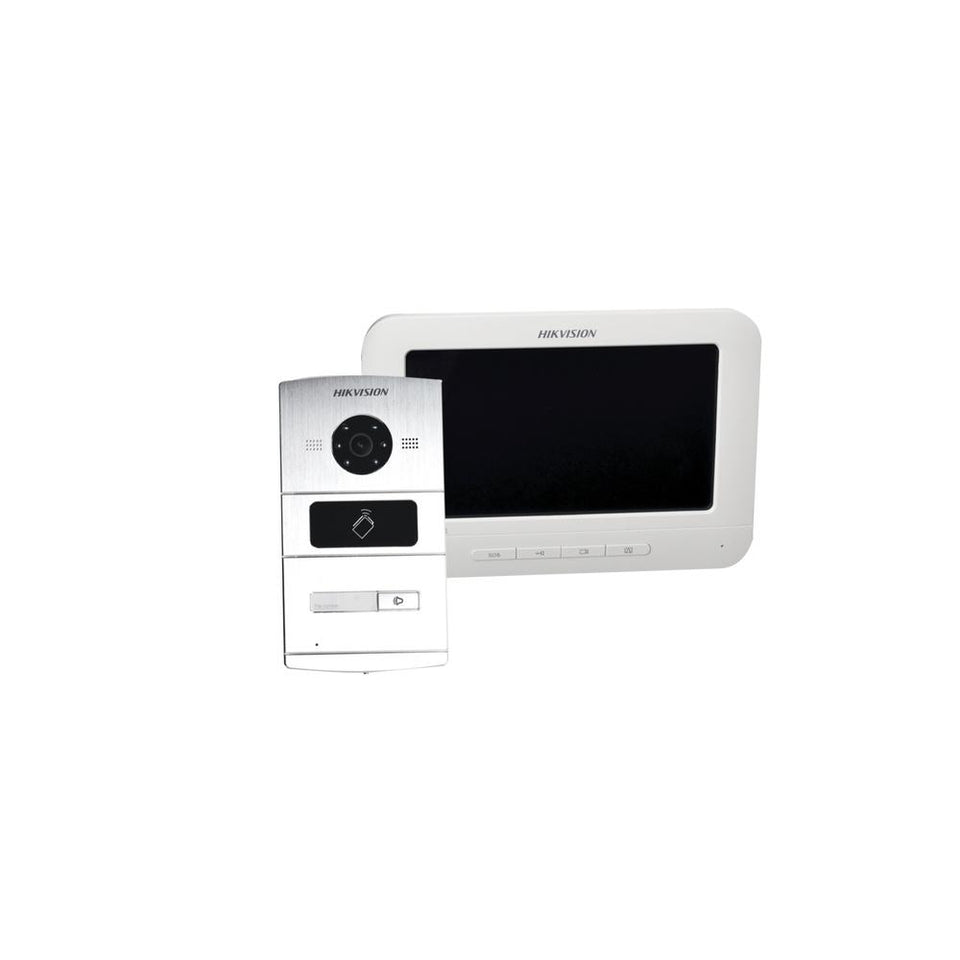 Hikvision Videoportero DS-KIS601 con Monitor Touch 7", Altavoz, Inalámbrico, Plata/Blanco