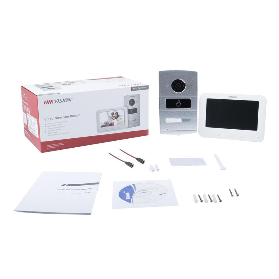 Hikvision Videoportero DS-KIS601 con Monitor Touch 7", Altavoz, Inalámbrico, Plata/Blanco