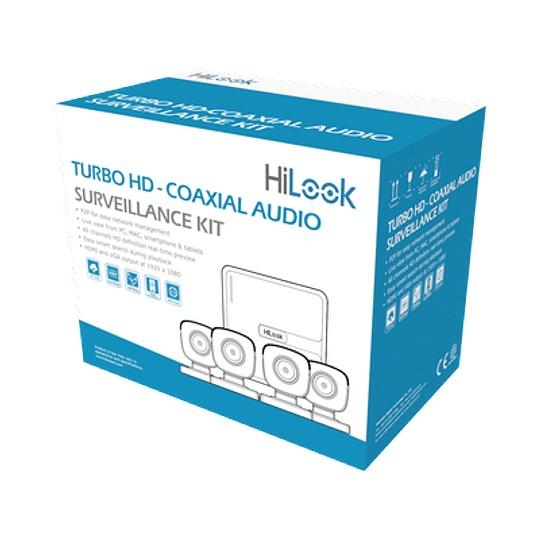 Hilook Kit de Videovigilancia TurboHD HL1080PS de 4 Cámaras y 4 Canales, con Grabadora