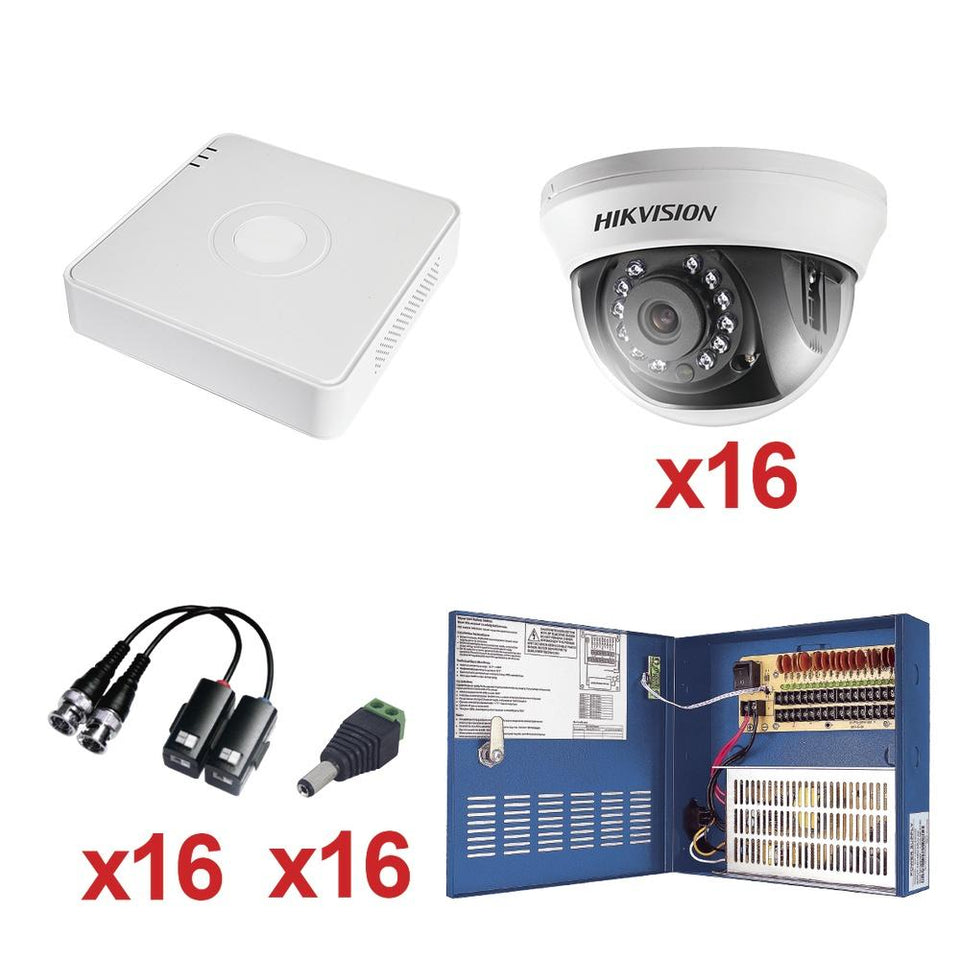 Hilook Kit de Vigilancia KH720P16DW de 16 Cámaras CCTV Domo y 16 Canales, con Grabadora