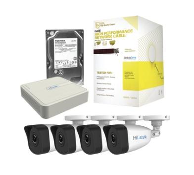 Hilook Kit de Vigilancia KHL4B/1TB de 4 Cámaras IP y 4 Canales, con Grabadora NVR + Disco Duro de 1TB