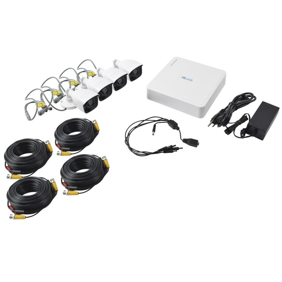 Hilook Kit de Vigilancia KIT7204BP de 4 Cámaras CCTV Bullet y 4 Canales, con Grabadora