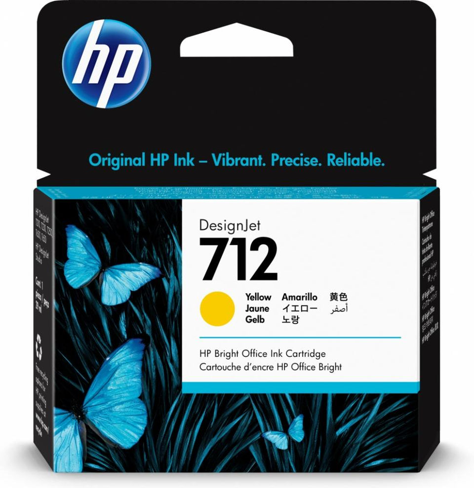 Cartucho HP 712 Amarillo, 29ml