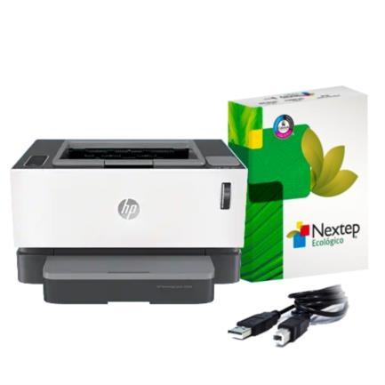 HP Neverstop Laser 1000a, Blanco y Negro, Láser, Print — Incluye Cable USB Vorago CAB-104 y Resma de Papel Copiadora Nextep Ecológico Carta C/500 Hojas