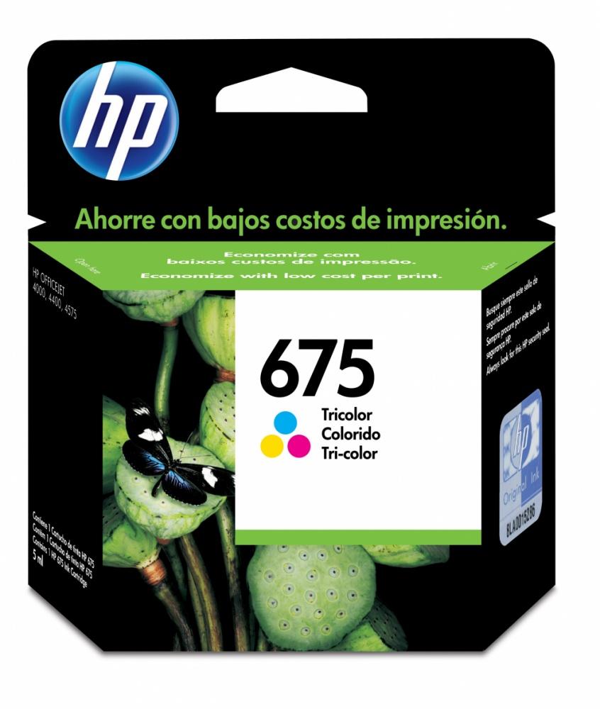 Cartucho HP 675 Tricolor, 250 Páginas