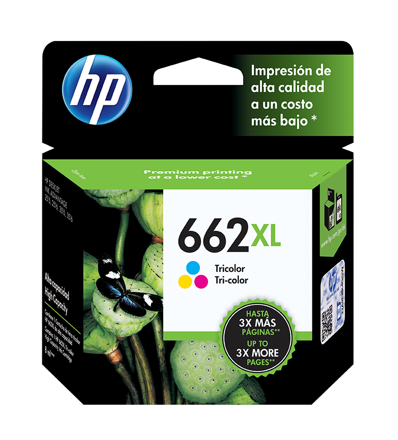 Cartucho HP 662XL Tricolor, 300 Páginas