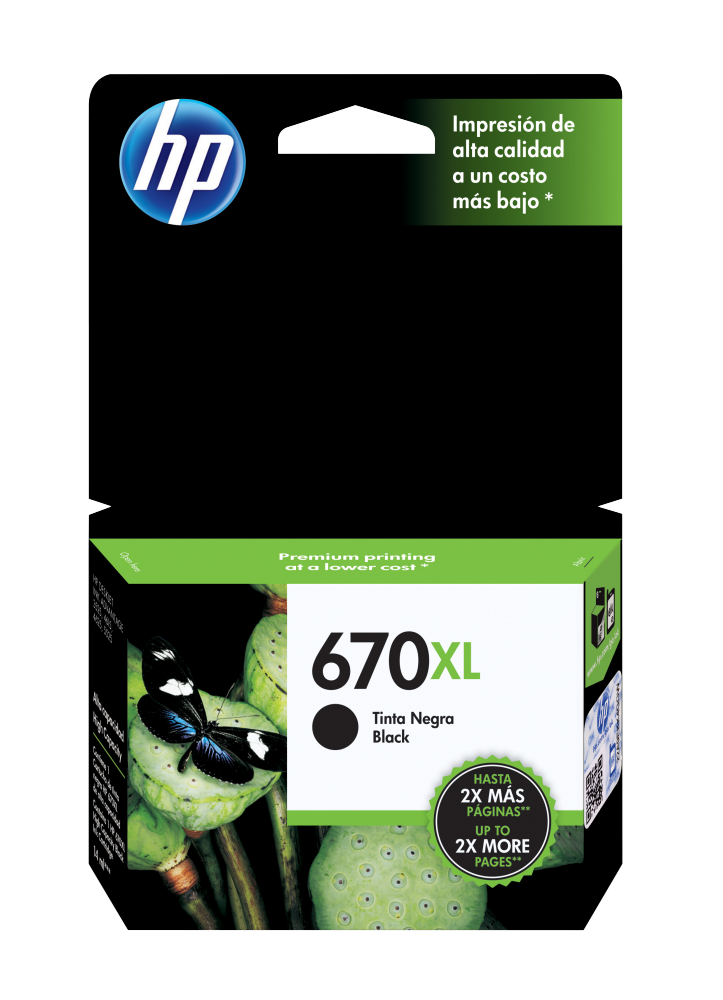 Cartucho HP 670XL Negro, 550 Páginas