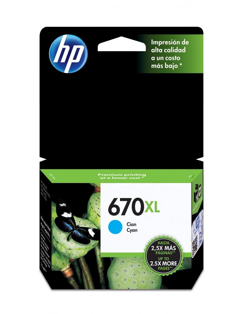 Cartucho HP 670XL Cyan, 750 Páginas