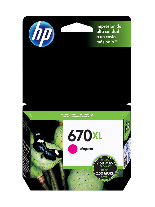 Cartucho HP 670XL Magenta, 750 Páginas