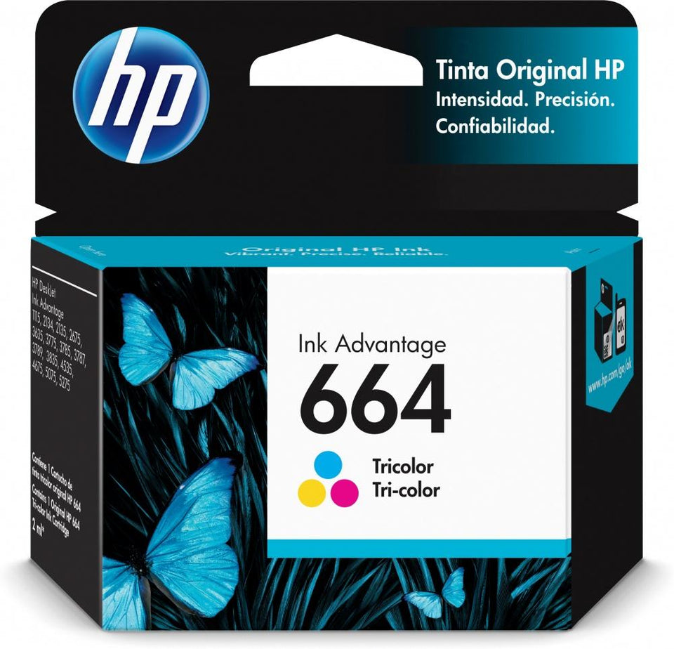 Cartucho HP 664 Tricolor, 100 Páginas