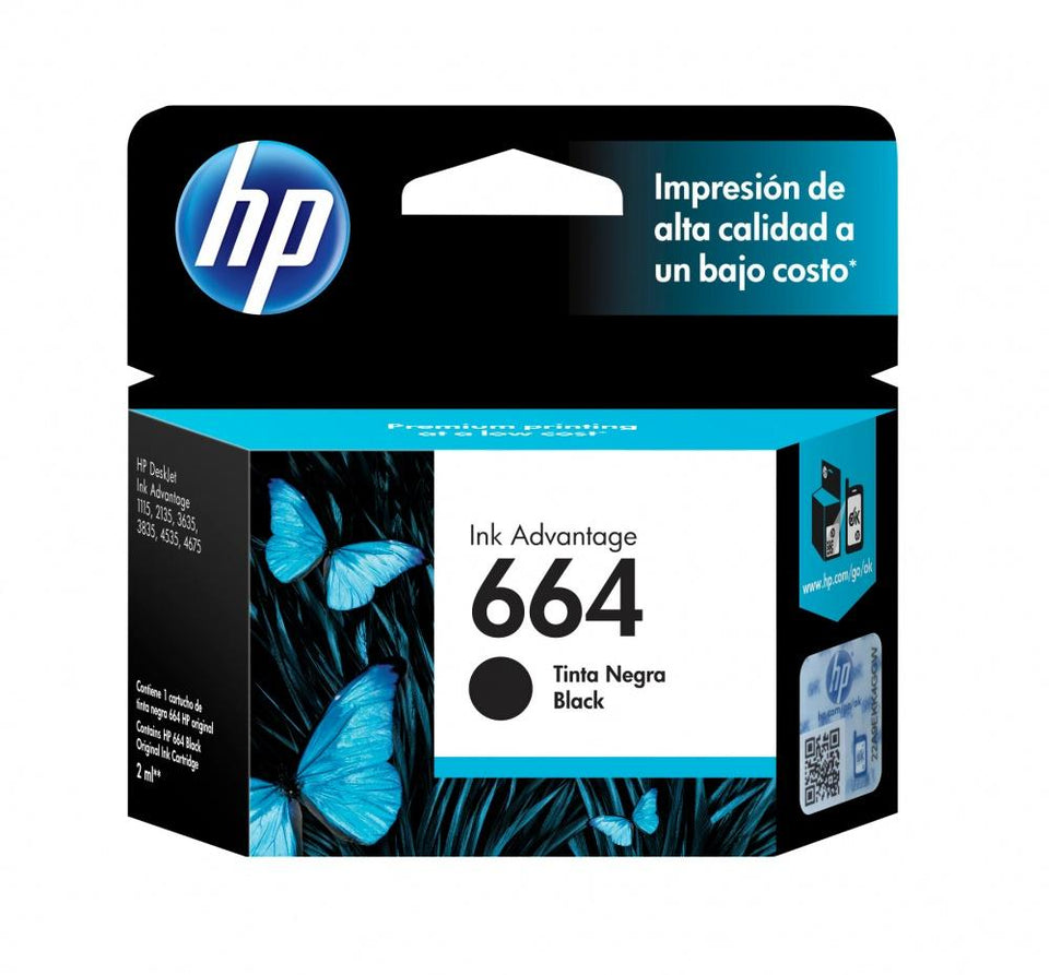 Cartucho HP 664 Negro, 120 Páginas