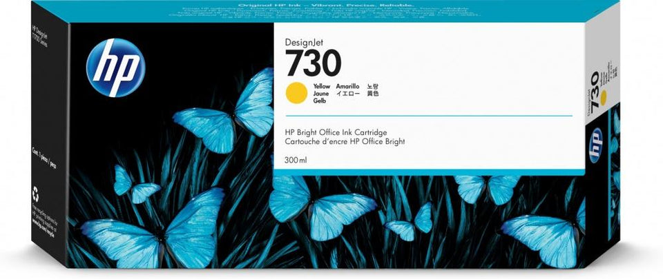 Cartucho HP 730 Amarillo, 300ml