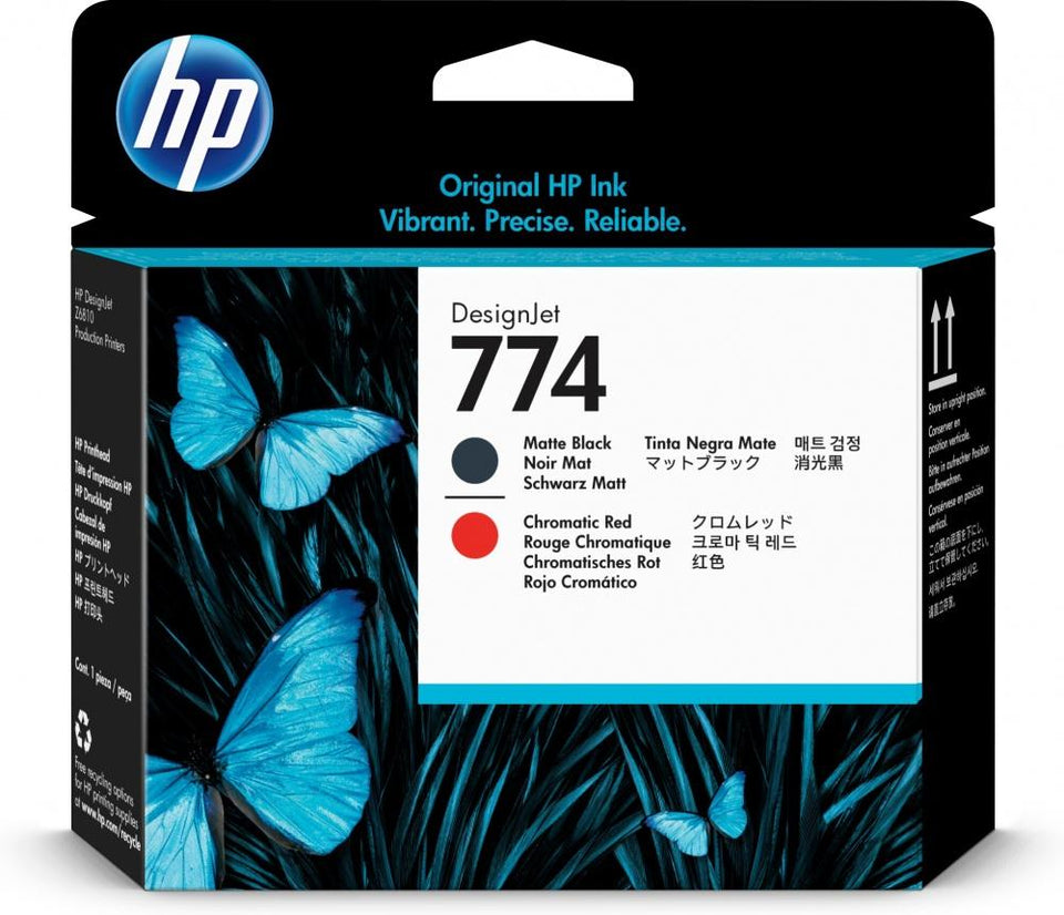 Cabezal HP 774 Paquete de 2 Piezas Negro Mate y Rojo Cromático