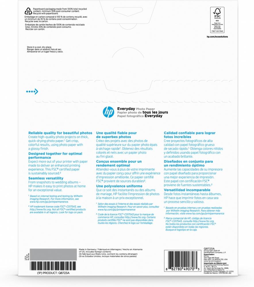 HP Papel Fotográfico Semi-Satinado, 50 Hojas, 8.5'' x 11'