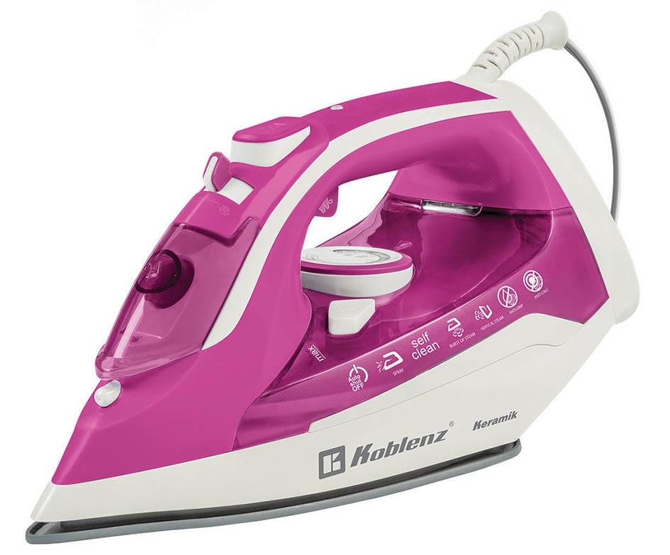 Koblenz Plancha de Vapor con Suela de Cerámica, 1200W, 0.3 Litros, Rosa