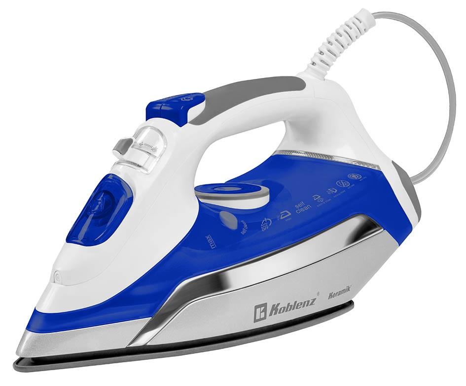 Koblenz Plancha de Vapor con Suela de Cerámica, 1800W, 0.35 Litros, Blanco/Azul