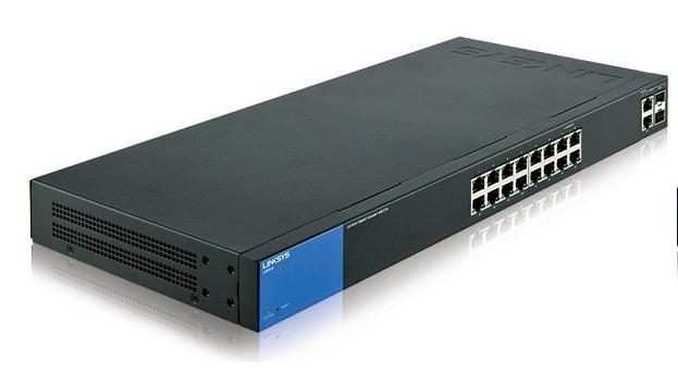 Switch Linksys Gigabit Ethernet LGS318, 16 Puertos 10/100/1000 Mbps + 4 Puertos SFP, 52 Gbit/s, 8000 Entradas - Gestionado