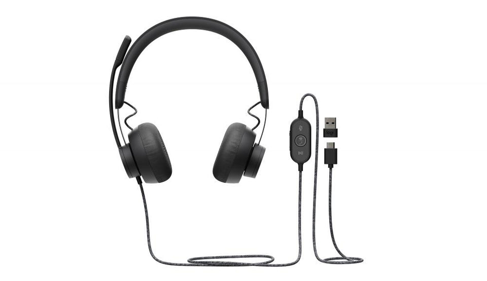 Logitech Audífonos Zone Wired con Certificación Microsoft Teams, Alámbrico, 1.9 Metros, USB, Negro
