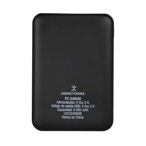 Cargador Portátil Perfect Choice Power Bank Compacto, 5000mAh, Negro
