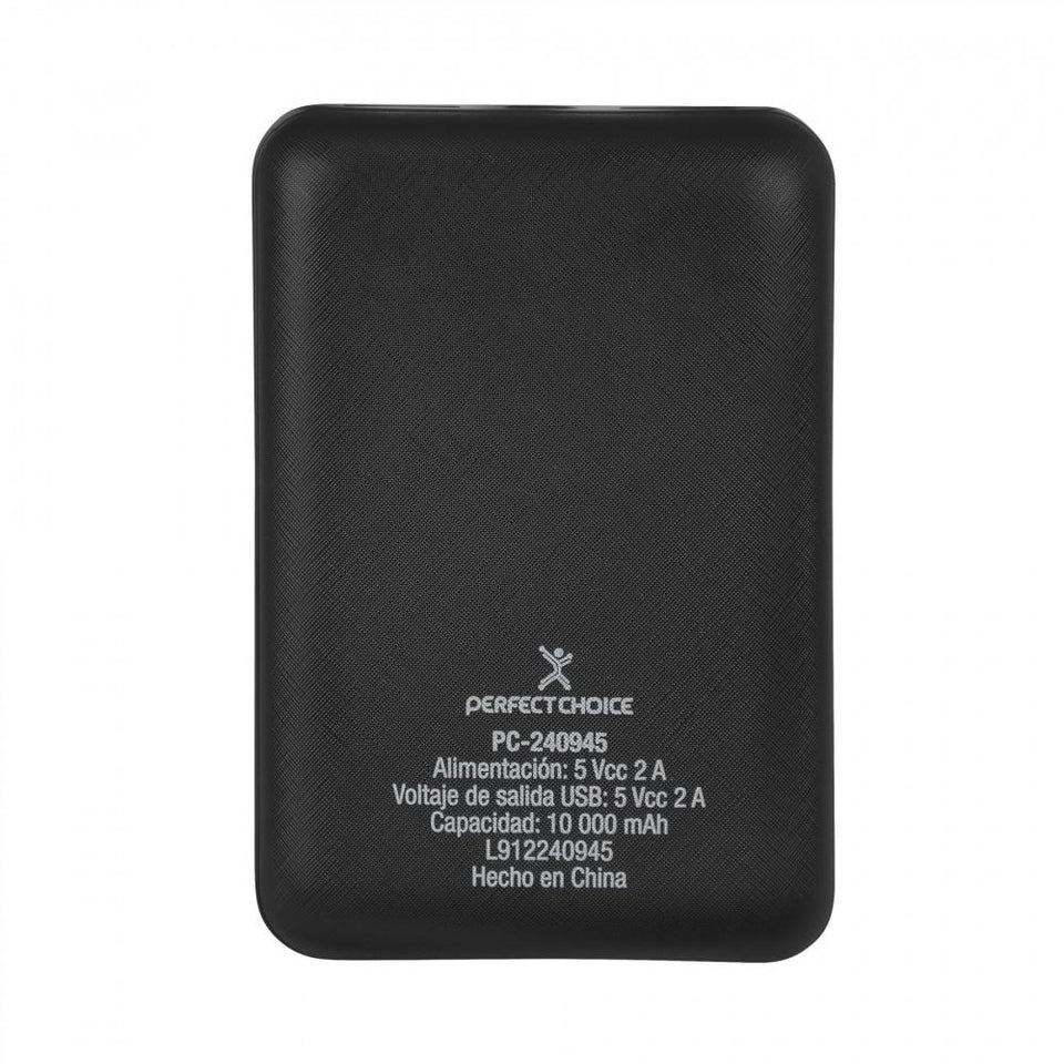 Cargador Portátil Perfect Choice Power Bank Compacto, 10.000mAh, Negro