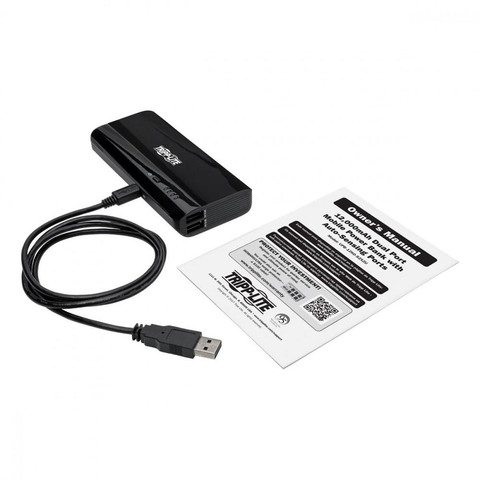 Cargador Portátil Tripp Lite UPB-12K0-S2X2U, 12.000mAh, Negro