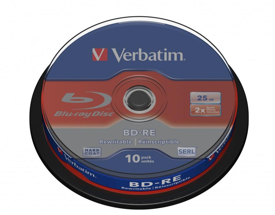 Verbatim Torre de Discos Virgenes para Blu-Ray, BD-RE, 2x, 10 Discos (43694)