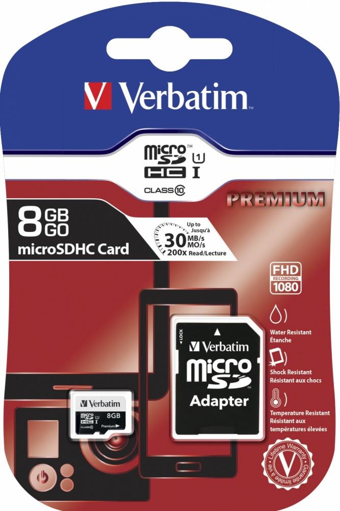 Memoria Flash Verbatim, 8GB MicroSDHC Clase 10, con Adaptador