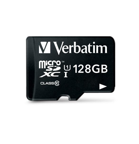 Memoria Flash Verbatim, 128GB MicroSDHC UHS-I Clase 10, con Adaptador