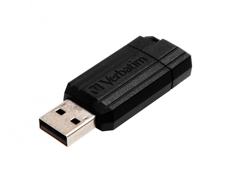 Memoria USB Verbatim PinStripe, 8GB, USB 2.0, Negro