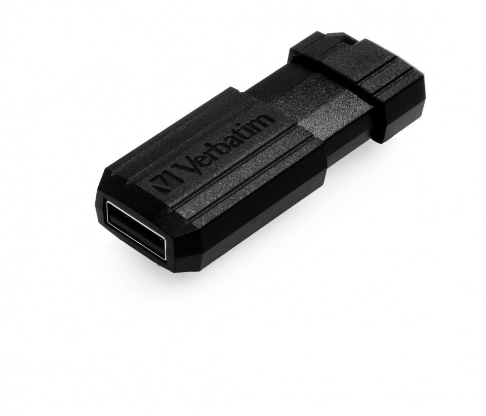 Memoria USB Verbatim PinStripe, 128GB, USB 2.0, Negro