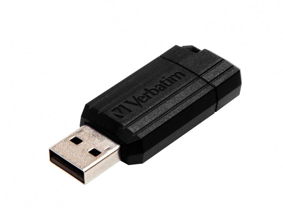 Memoria USB Verbatim PinStripe, 128GB, USB 2.0, Negro