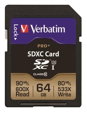 Memoria Flash Verbatim Pro+, 64GB SDXC Clase 10
