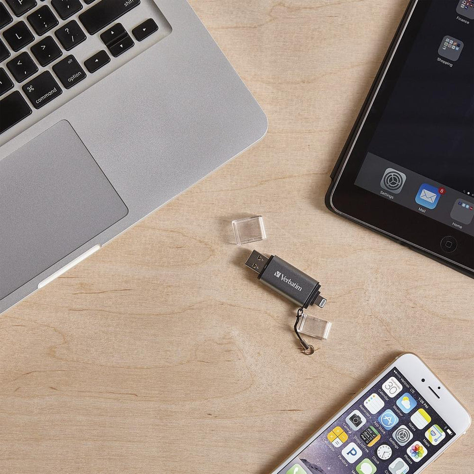 Memoria USB Verbatim iStore 'n' Go, 64GB, USB 3.1, Gris